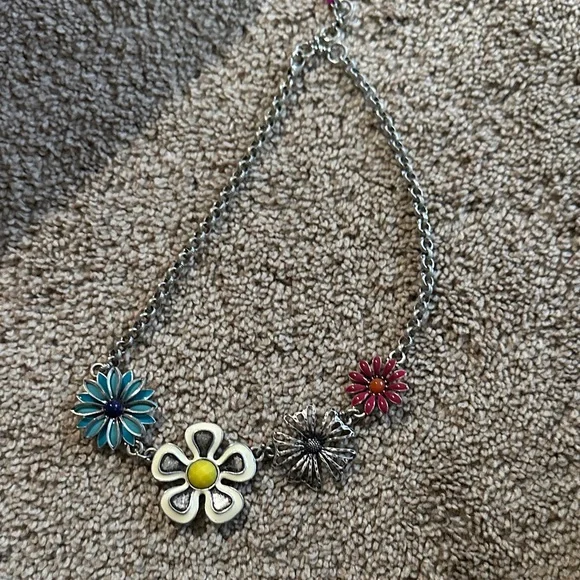 Lucky Brand Floral Charm Necklace with Blue and Yellow Accents - Picture 1 of 9